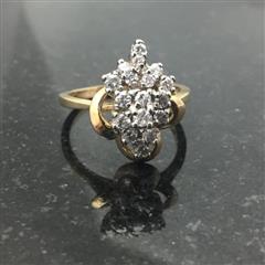 Lady's Diamond Cluster Ring 18 Diamonds .36 Carat T.W. 14K Yellow Gold 3.4dwt